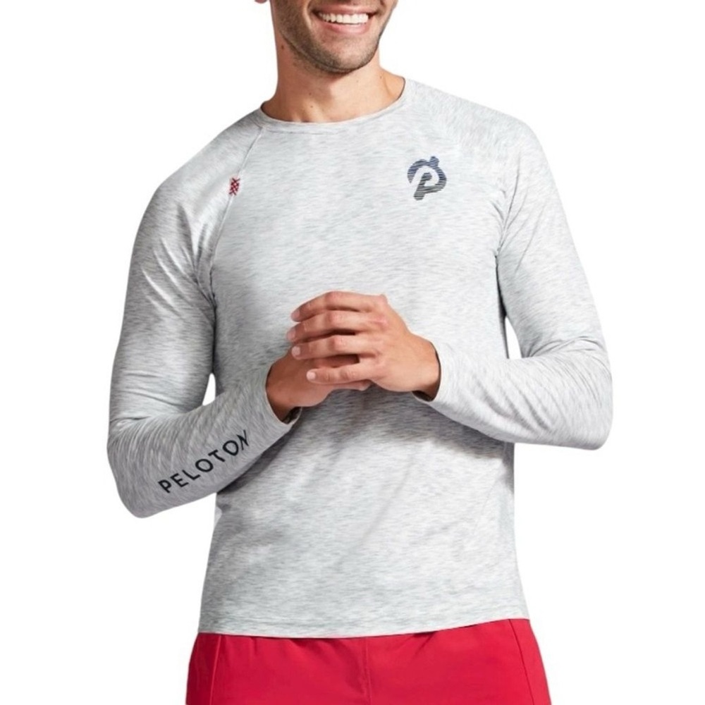 Rhone X Peloton Reign Long Sleeve Crewneck Sz Medium Mens Gray Moisture Wicking